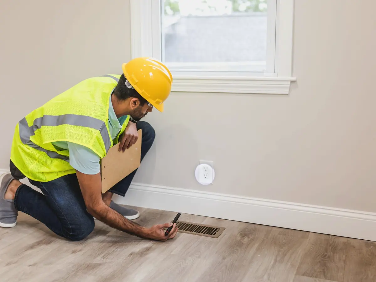 Técnico realizando inspección preventiva en una vivienda antes del tratamiento ecológico de plagas
